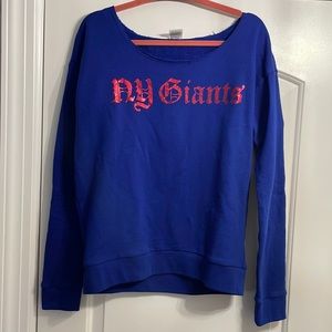 PINK brand NY Giants Off the Shoulder Pull Over Sweatshirt - Size L